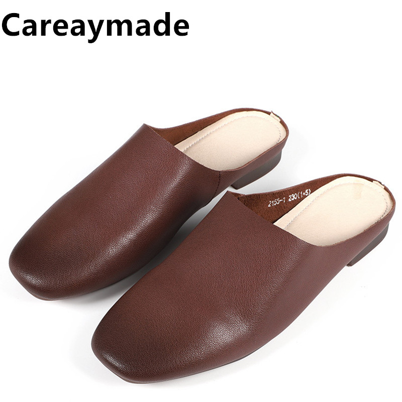 Women'S Fashion Korea - Careaymade-yaz 100% hakiki deri kadın terlik,