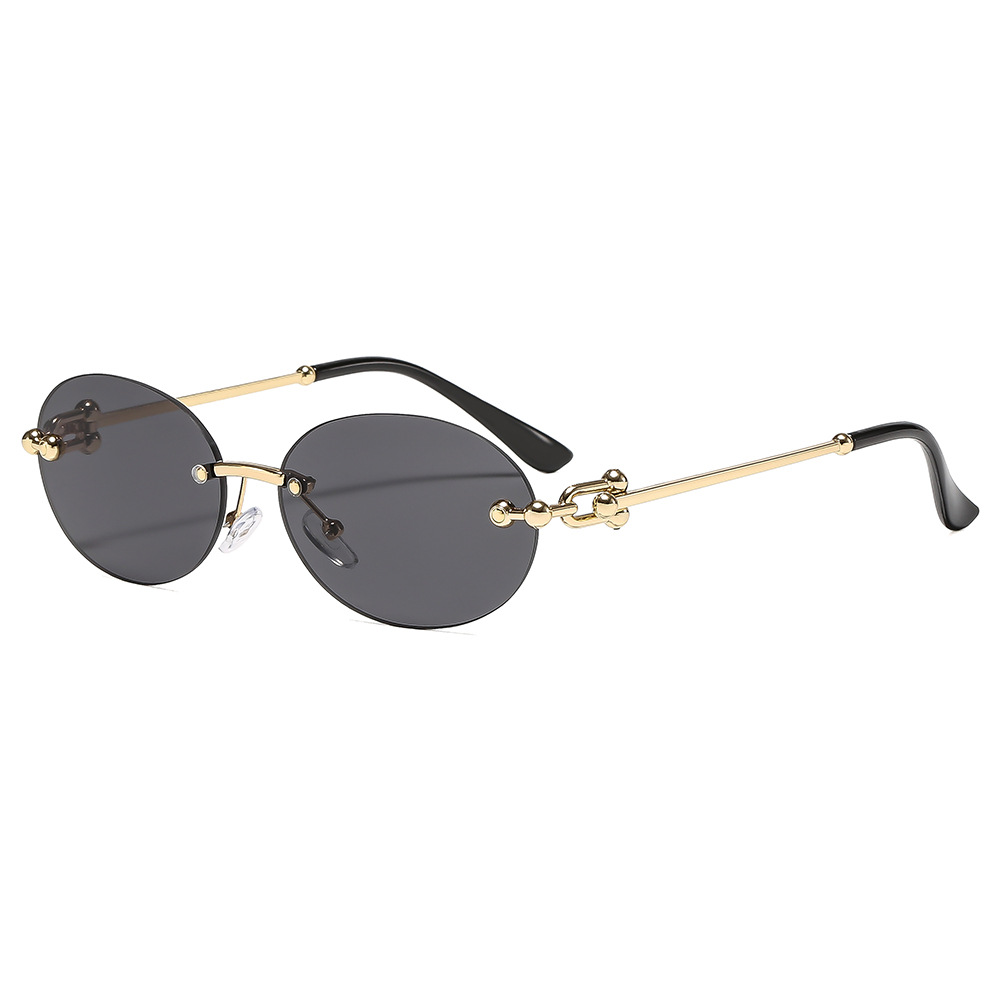 Women Fashion Glasses - Yeni Metal Çerçevesiz Oval Kadın Güneş
