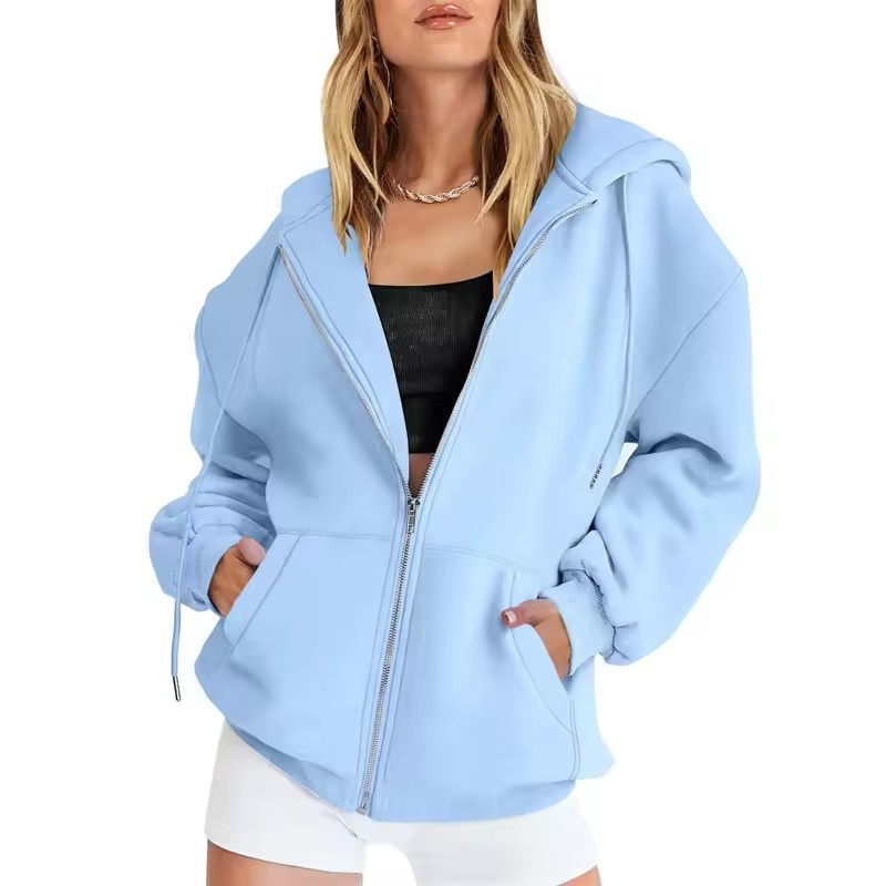 Women'S Fashion Zip Up Hoodies - İlkbahar sonbahar Moda fermuarlı Kadın Kapşonlu