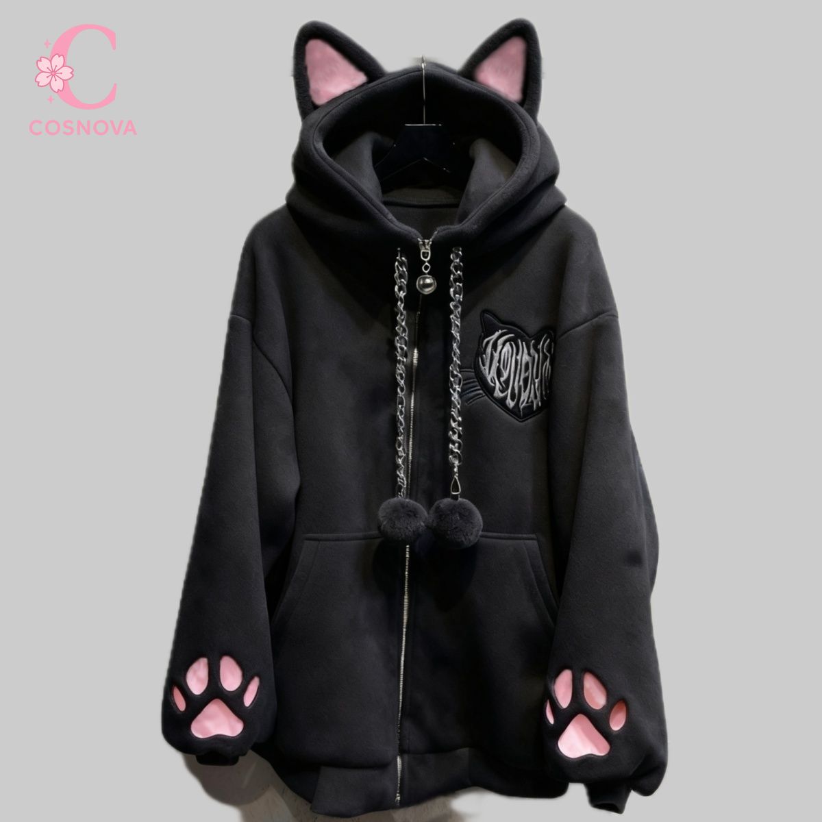 Women'S Fashion Zip Up Hoodies - Harajuku Punk Gotik Anime Esintili Kedi