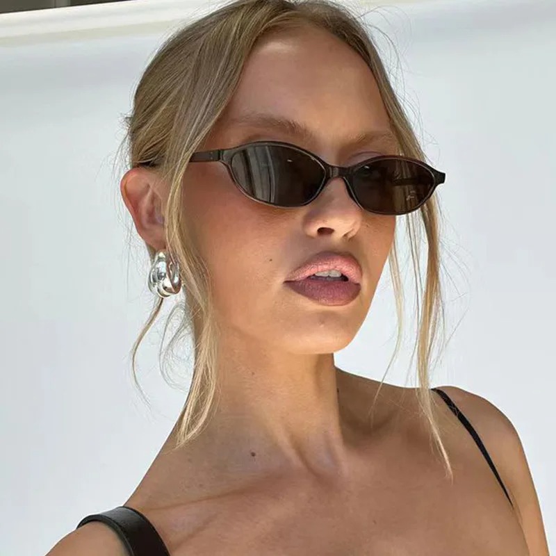 Women Fashion Glasses - Retro Oval Çerçeve Güneş Gözlüğü Moda