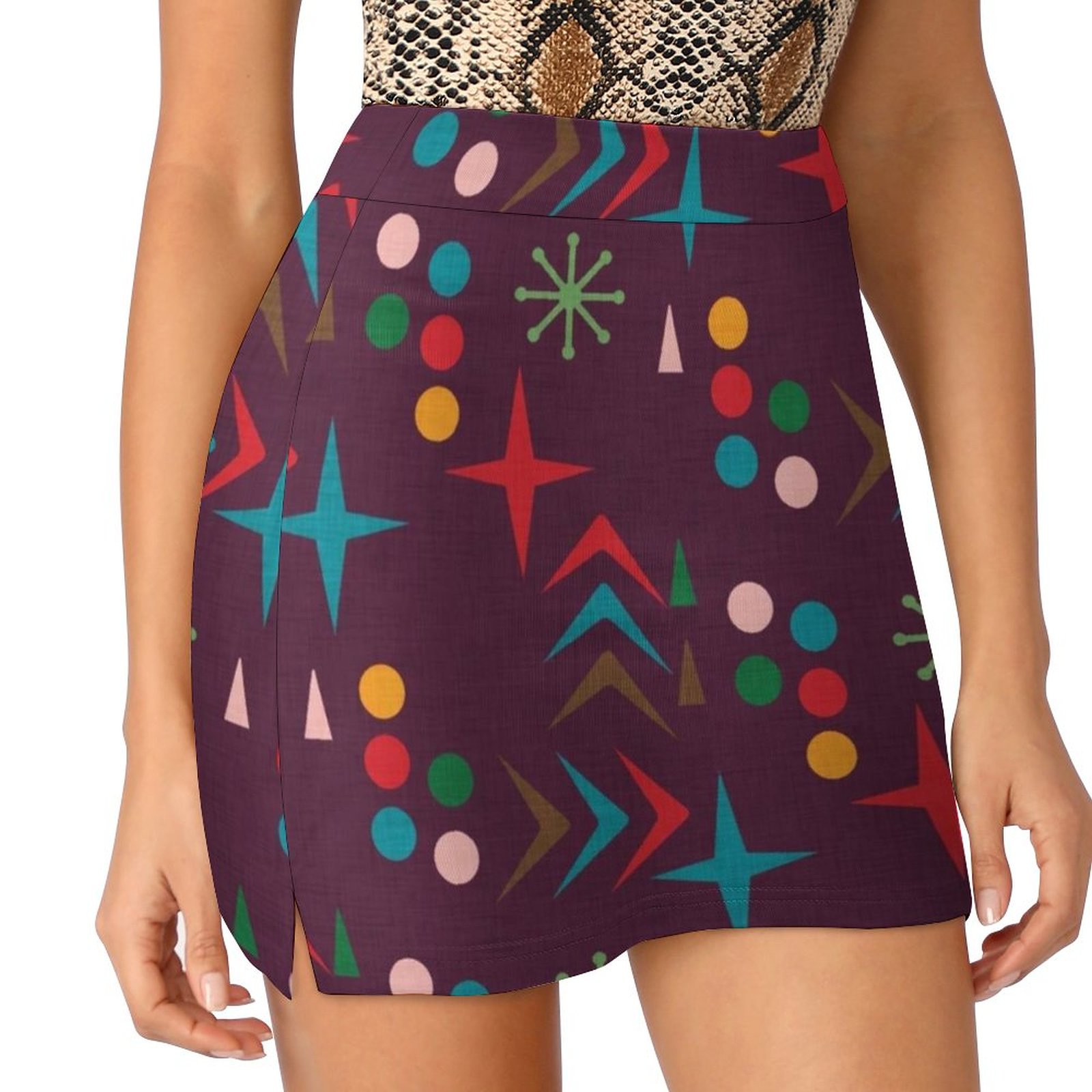 Women'S Fashion Of The 60S - Atomik Desen Mor Orta Yüzyıl Modern