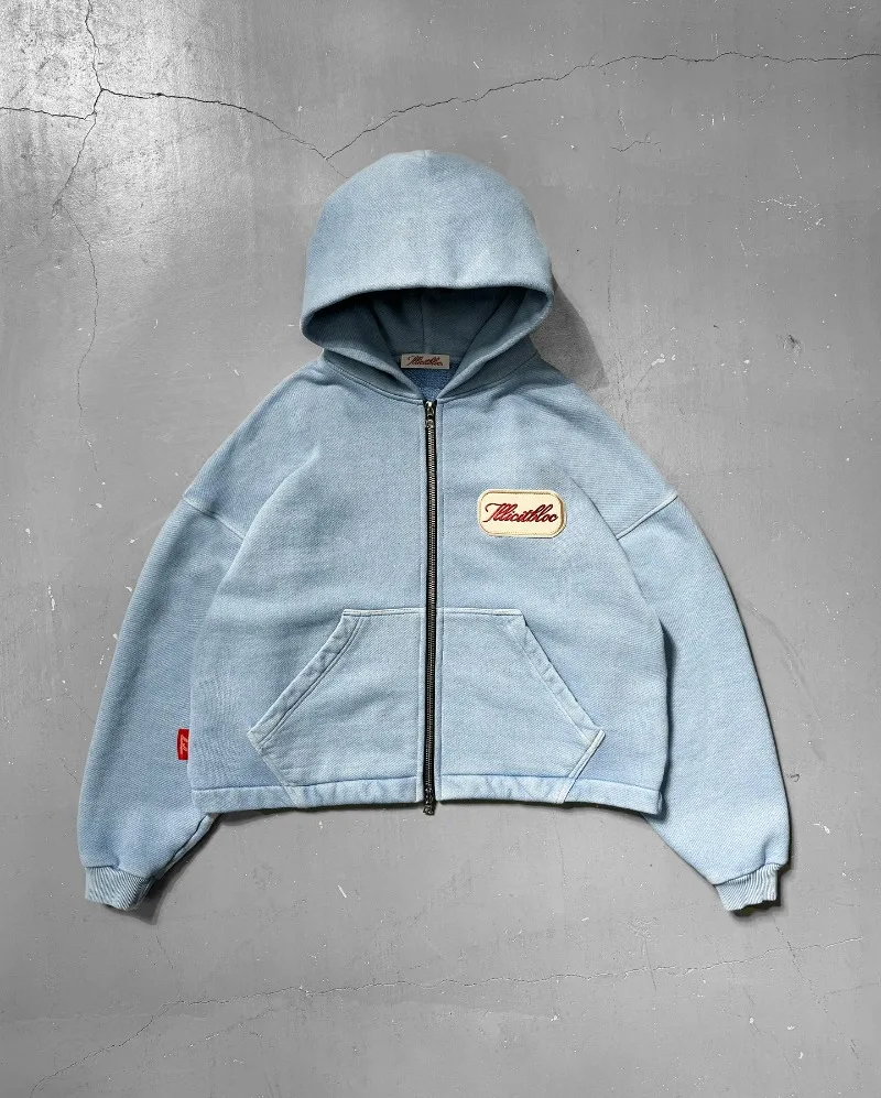 Women'S Fashion Zip Up Hoodies - Y2K Moda Yeni Mektup Nakış Yama