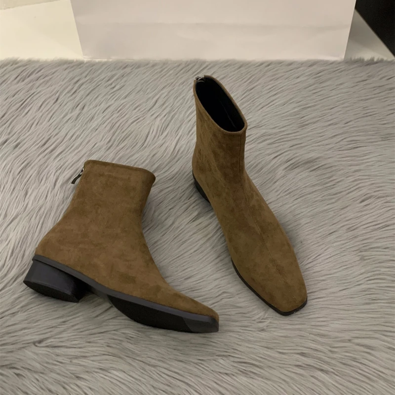 Women'S Fashion Korea - 2025 Şeftali Rengi Arkadan Fermuarlı Ten