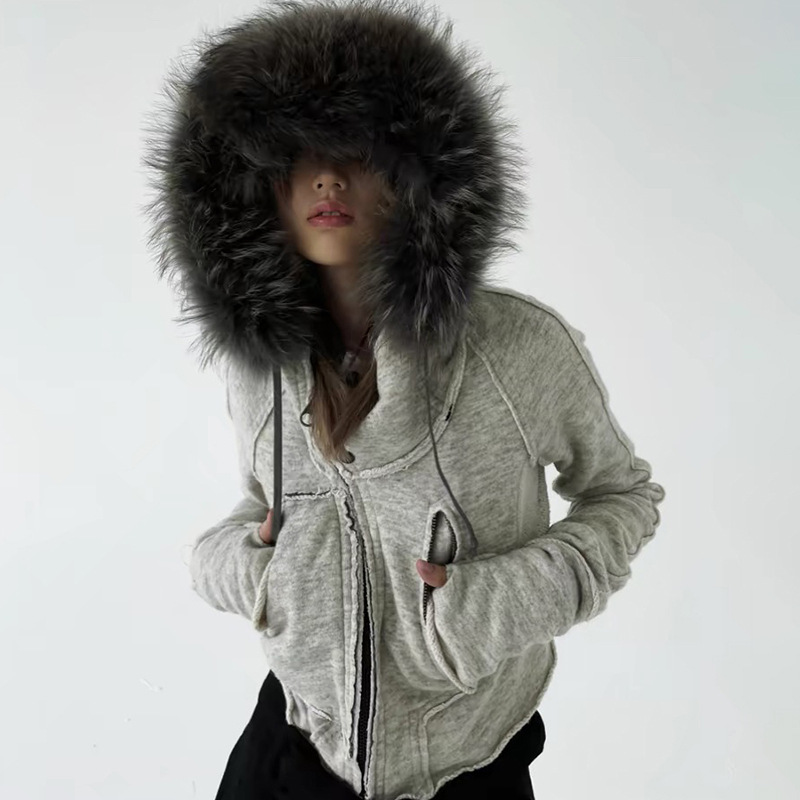 Women'S Fashion Zip Up Hoodies - Vintage Moda Zip Up Kadın Tişörtü