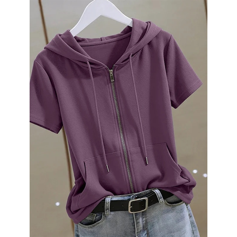 Kadın Yazlık Fermuarlı Kısa Ko - Women'S Fashion Zip Up Hoodies incelemesi ve fiyatı