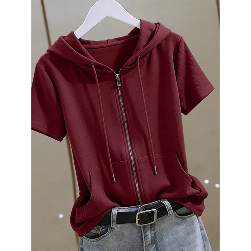 Kadın Yazlık Fermuarlı Kısa Ko - Women'S Fashion Zip Up Hoodies incelemesi ve fiyatı