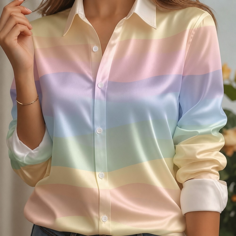 Kadın Saten Yaka Gömlek Pastel - Women Top Fashion incelemesi ve fiyatı