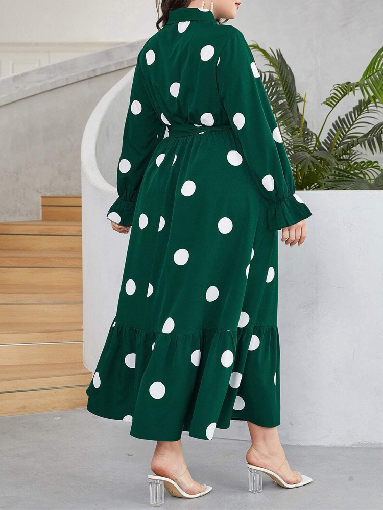 GIBSIE Büyük Beden Puantiyeli  - Belted Shirt Dress incelemesi ve fiyatı
