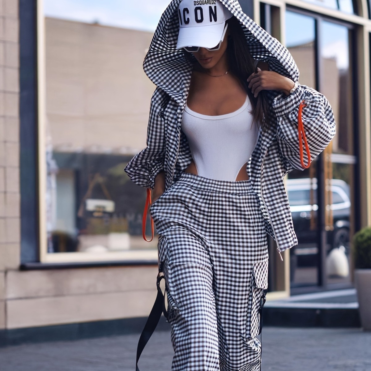 İlkbahar Sonbahar Rahat Ekose  - Women'S Fashion Zip Up Hoodies incelemesi ve fiyatı