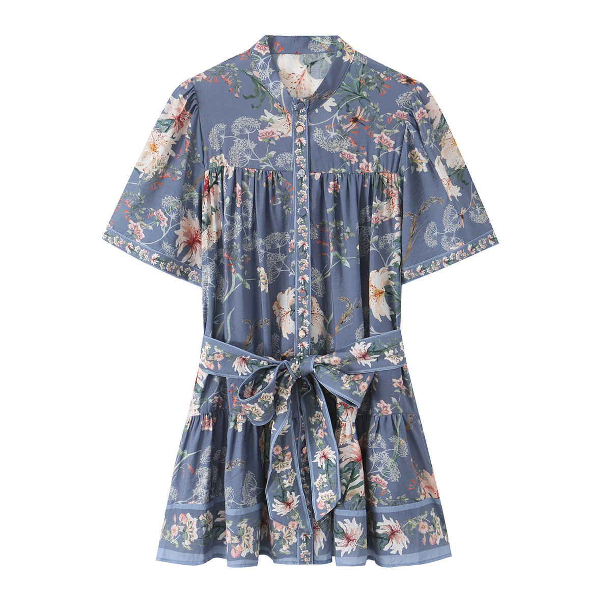 Kadın Çiçek Baskılı Kısa Kollu - Belted Shirt Dress incelemesi ve fiyatı