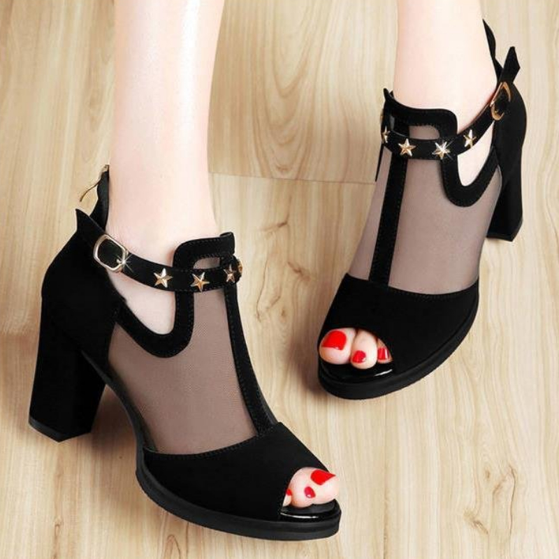 Fileli Peep Toe Blok Topuklu K - Women'S Fashion Korea incelemesi ve fiyatı