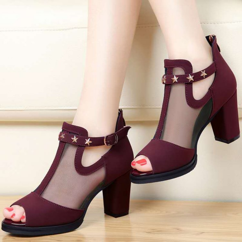Fileli Peep Toe Blok Topuklu K - Women'S Fashion Korea incelemesi ve fiyatı